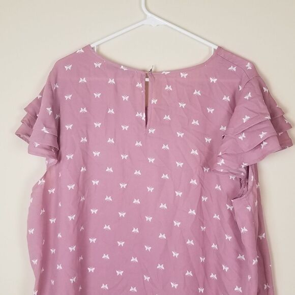 Sweet Rain Pink Butterfly Print Blouse - Picture 8 of 10